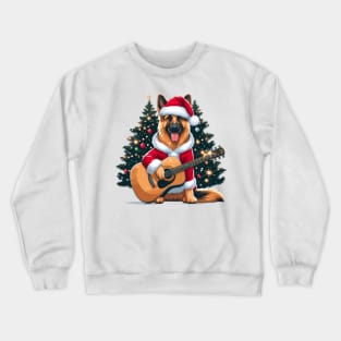 German Shepherd Playing Guitar Christmas Crewneck Sweatshirt